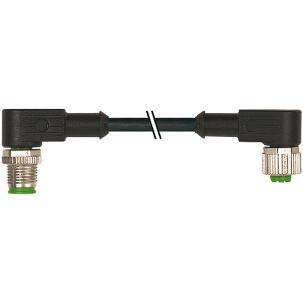 M12 male 90°/M12 female 90° A-cod. PUR 4x0.34 bk +robot+drag ch. 1.5m image 1