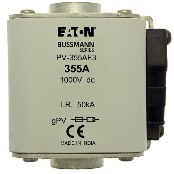 Fuse-link, high speed, 355 A, DC 1000 V, size 3, 76 x 92 x 91 mm, gPV, IEC, UL, single indicator image 7