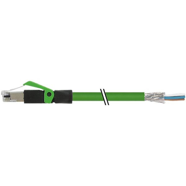 RJ45 male 0° with cable shielded PUR 1x4xAWG22 shielded gn+dragch. 25m image 1