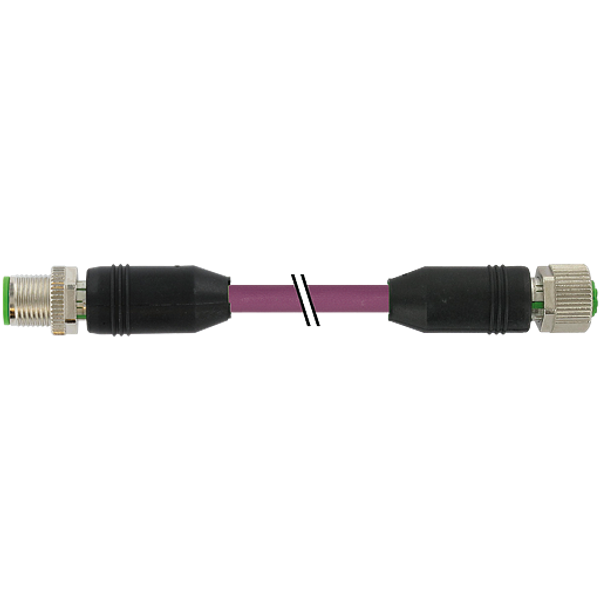 M12 male 0°/M12 fem. 0° B-cod. PUR 1x2xAWG24 shielded vt+drag-ch 4.4m image 1