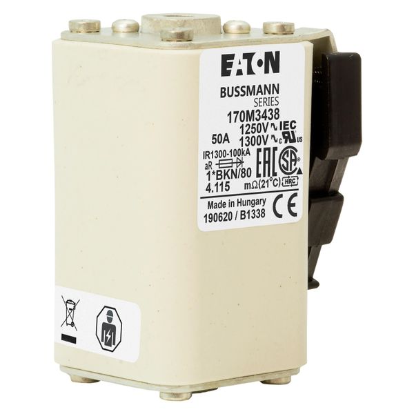 Fuse-link, high speed, 50 A, AC 1250 V, compact size 1, 45 x 59 x 81 mm, aR, IEC, UL, single indicator image 20