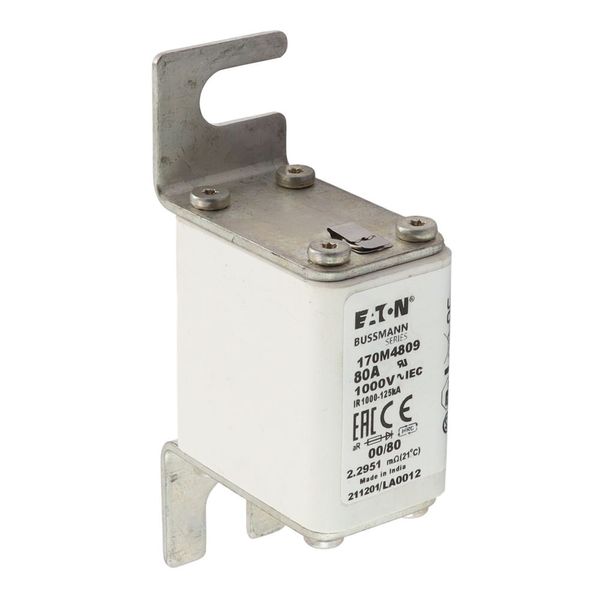 Fuse-link, high speed, 80 A, AC 1000 V, size 00, 30 x 47 x 98 mm, aR, DIN, IEC, single indicator image 28