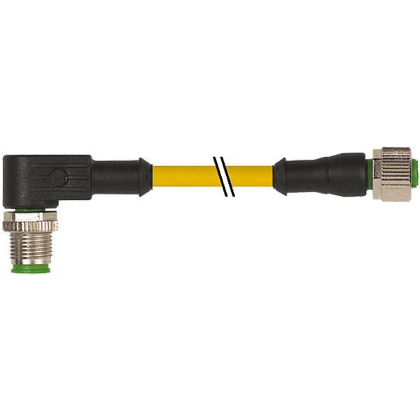 M12 male 90° / M12 female 0° A-cod. TPE 3x22AWG ye . ITC/PLTC 1.5m image 1