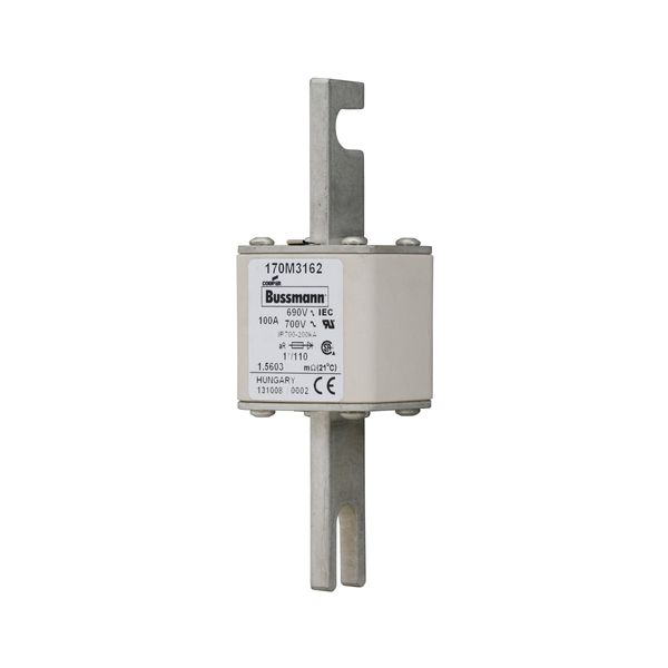 Fuse-link, high speed, 100 A, AC 690 V, compact size 1, 45 x 45 x 134 mm, aR, DIN, IEC, single indicator image 11