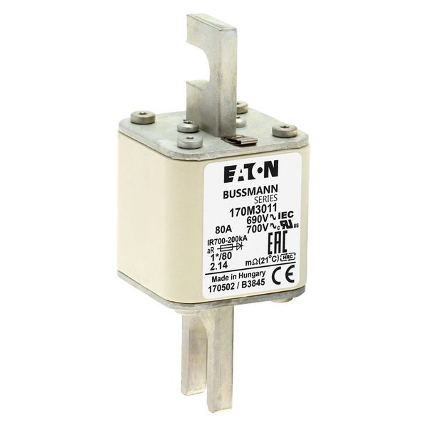 Fuse-link, high speed, 80 A, AC 690 V, compact DIN 1, 45 x 45 x 104 mm, aR, DIN, IEC, single indicator image 9