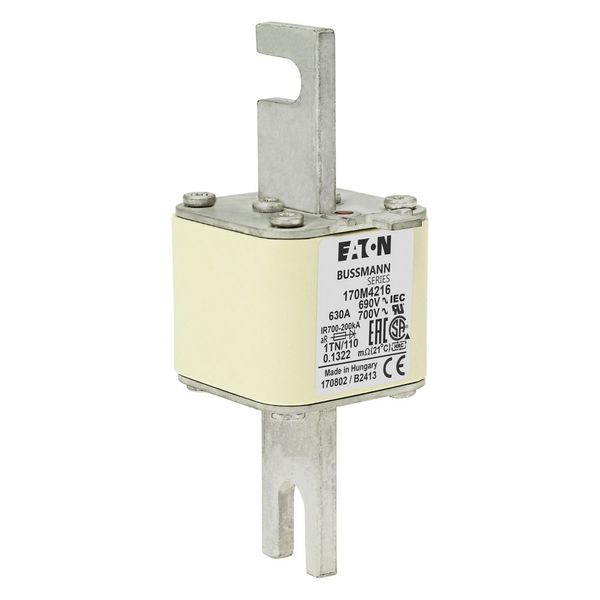 Fuse-link, high speed, 630 A, AC 690 V, DIN 1, 53 x 66 x 138 mm, aR, DIN, IEC, type T indicator image 16