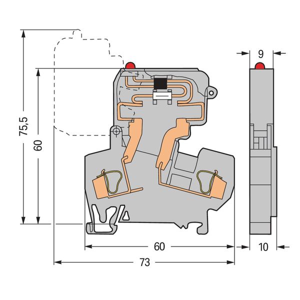 2-conductor fuse terminal block with pivoting fuse holder for miniatur image 2