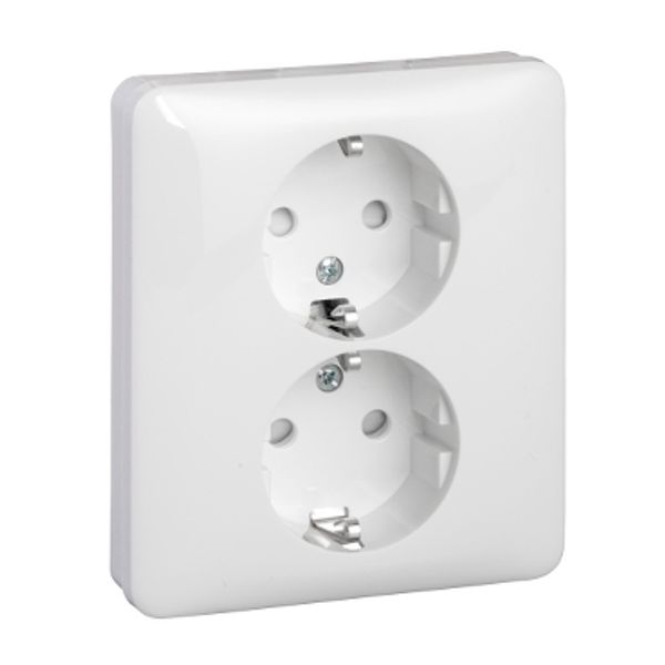 Exxact double socket-outlet earthed screw white image 3