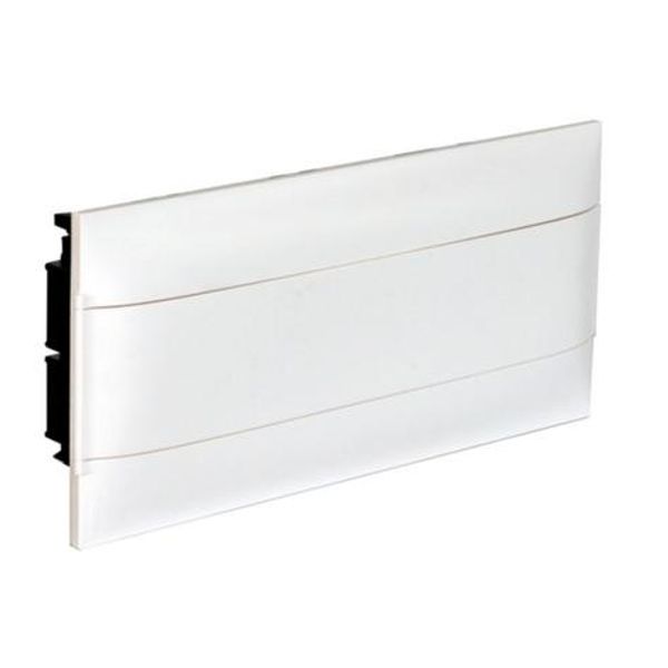 1X22 module recessed box - White door - Earth terminal block - Masonry wall image 1