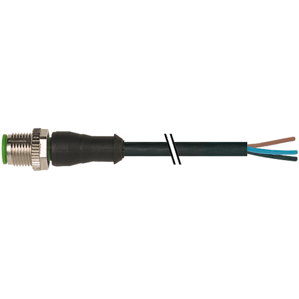 M12 male 0° A-cod. with cable PUR 4x0.34 bk UL/CSA+drag ch. 0.6m image 1