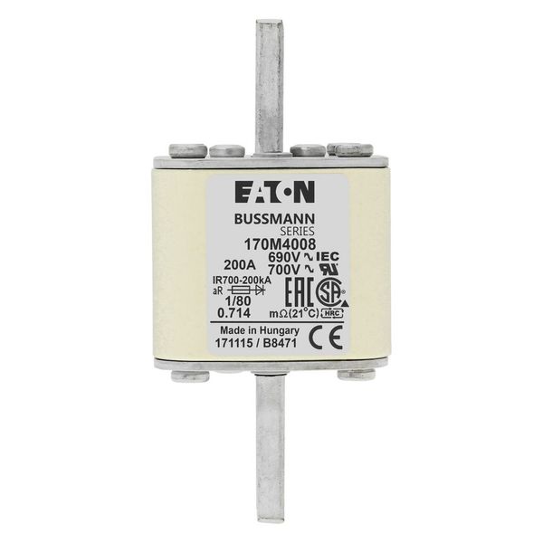 Fuse-link, high speed, 200 A, AC 690 V, DIN 1, 53 x 53 x 108 mm, aR, DIN, IEC, single indicator image 16