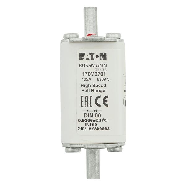 Fuse-link, high speed, 125 A, AC 690 V, DIN 00, 30 x 60 x 79 mm, gR, DIN, IEC, single indicator image 9