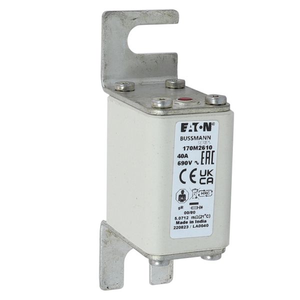 Fuse-link, high speed, 40 A, AC 690 V, DIN 00, 30 x 51 x 100 mm, gR, DIN, IEC, single indicator image 12