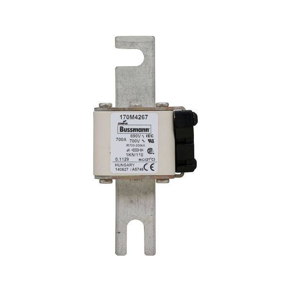 Fuse-link, high speed, 700 A, AC 690 V, DIN 1, 53 x 69 x 138 mm, aR, DIN, IEC, single indicator image 11