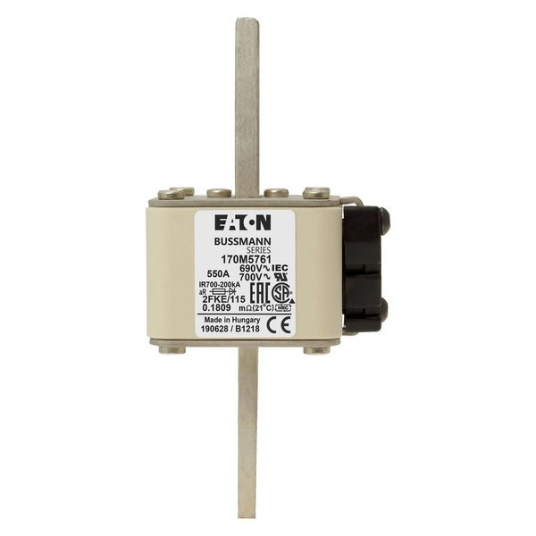 Fuse-link, high speed, 550 A, AC 690 V, size 2, 61 x 77 x 135 mm, aR, IEC, UL, single indicator image 21