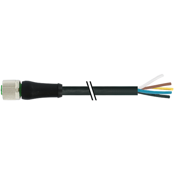 M12 Power female 0° L-cod. with cable PUR 4x1.5 bk +drag ch. 13.0m image 1