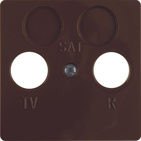 Central plate f. aerial soc. 2hole, splash-proteced flush-mtd IP44, br image 1