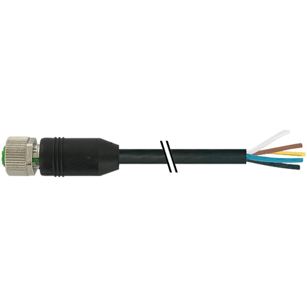 M12 female 0° A-cod. with cable PVC 8x0.25 bk UL/CSA 20m image 1