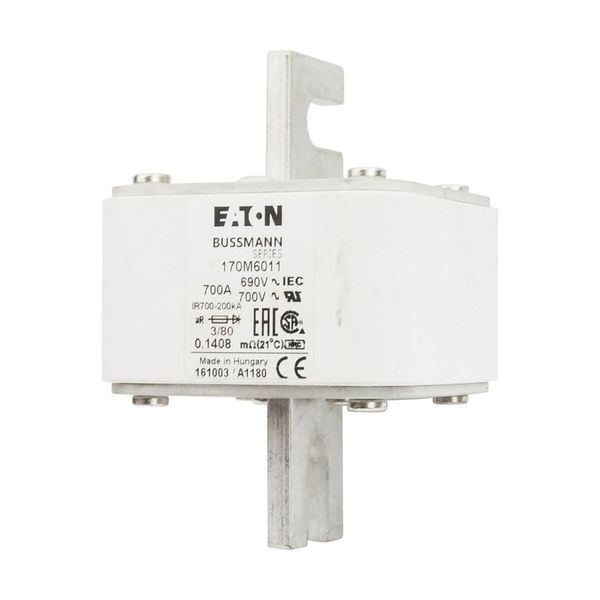 Fuse-link, high speed, 700 A, AC 690 V, DIN 3, 76 x 76 x 109 mm, aR, DIN, IEC, single indicator image 9