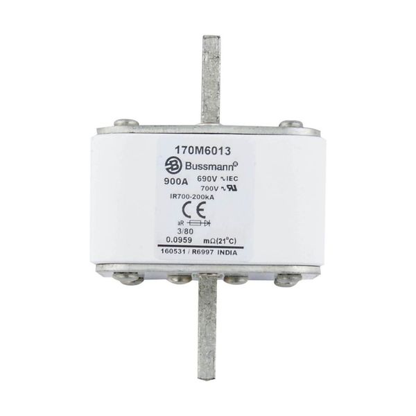 Fuse-link, high speed, 900 A, AC 690 V, DIN 3, 76 x 76 x 109 mm, aR, DIN, IEC, single indicator image 12