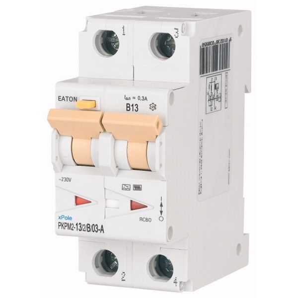 RCD/MCB combination, 13 A, 300 mA, MCB trip characteristic: B, 2p, RCD trip characteristic: A image 1