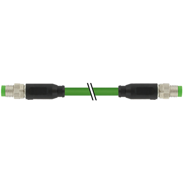 M8 male 0°/M8 male 0° D-cod. PUR 1x4xAWG22 shielded gn+drag-ch 0.5m image 1