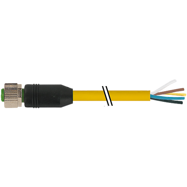 M12 female 0° A-cod. with cable PUR 8x0.25 ye UL/CSA+drag ch. 1.5m image 1