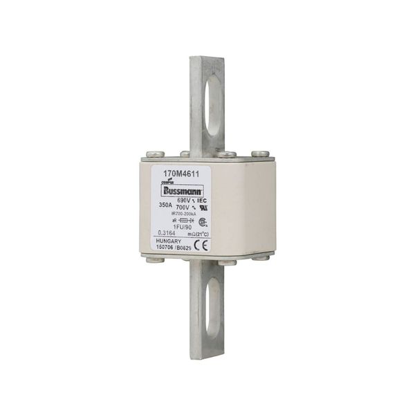 Fuse-link, high speed, 350 A, AC 690 V, size 1, 53 x 69 x 136 mm, aR, IEC, UL, no indicator, 90 mm centers image 3