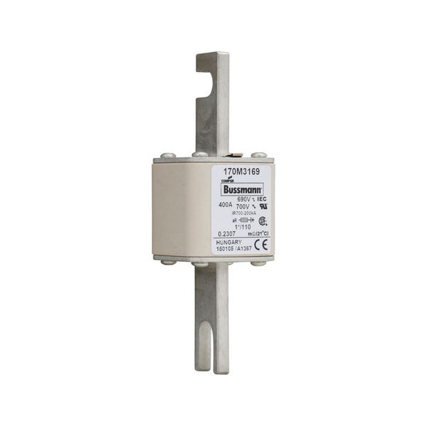 Fuse-link, high speed, 400 A, AC 690 V, compact size 1, 45 x 45 x 134 mm, aR, DIN, IEC, single indicator image 6