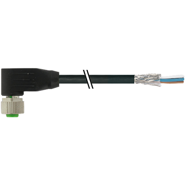 M12 fem. 90° A-cod. 180° with cable PUR 8x0.25 shielded bk+drag-ch 5m image 1