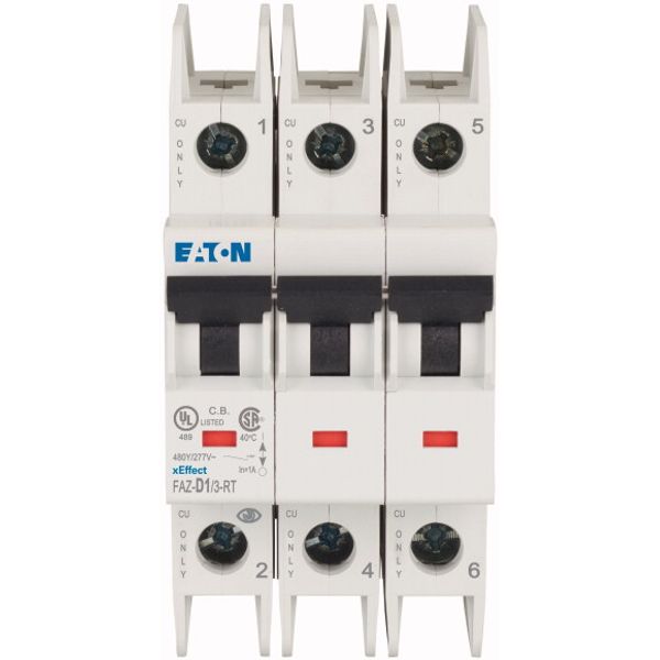 Miniature circuit breaker (MCB), 1 A, 3p, characteristic: D image 2