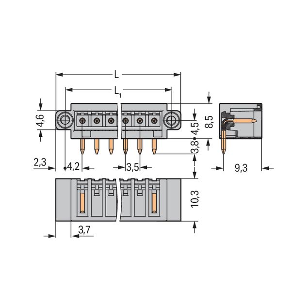 THT male header 1.0 x 1.0 mm solder pin angled light gray image 5