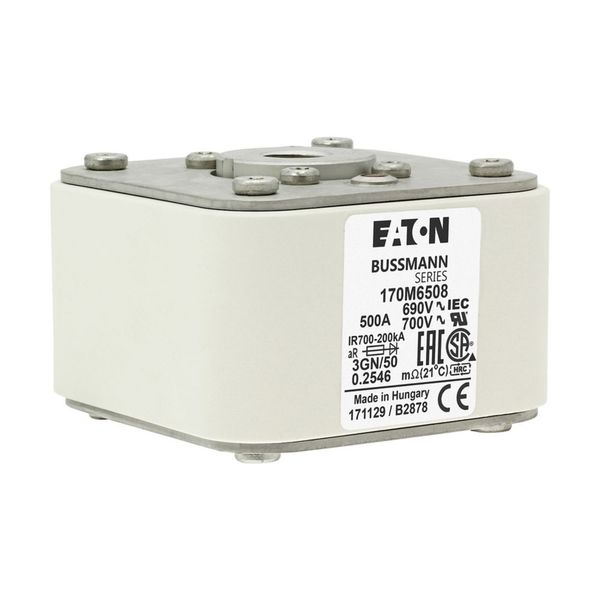 Fuse-link, high speed, 500 A, AC 690 V, size 3, 76 x 92 x 53 mm, aR, IEC, UL, single indicator image 14