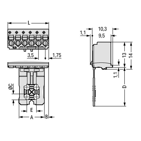 1-conductor female connector push-button Push-in CAGE CLAMP® light gra image 4