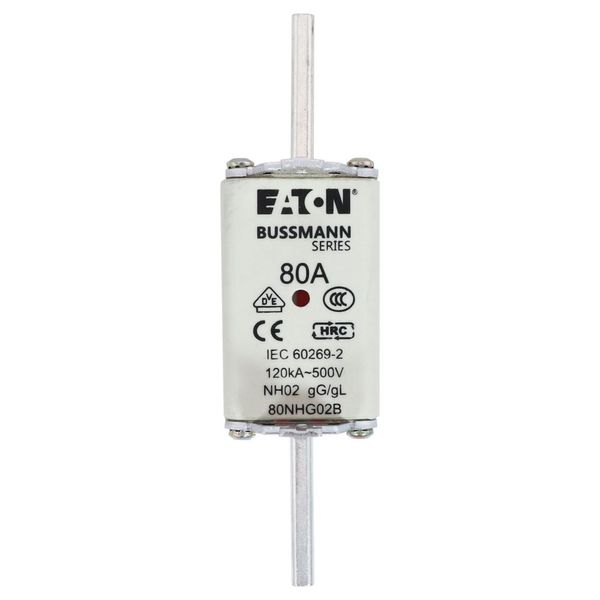 Fuse-link, LV, 80 A, AC 500 V, NH02, gL/gG, IEC, dual indicator, live gripping lugs image 20