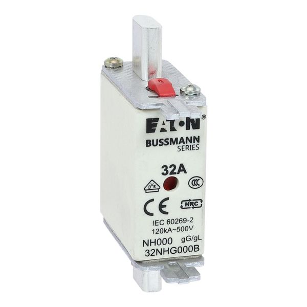 Fuse-link, LV, 32 A, AC 500 V, NH000, gL/gG, IEC, dual indicator, live gripping lugs image 22