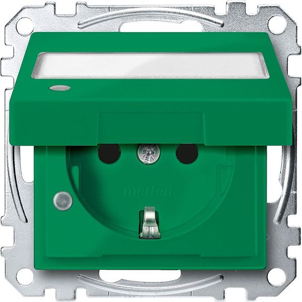 SCHUKO special circuits with hinged cover, indicator light and label, BRS, plug-in terminals, SV, green, system M image 1