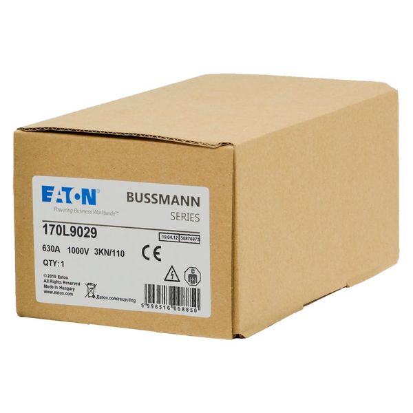 Fuse-link, high speed, 630 A, AC 1000 V, Size 3, 74 x 92 x 141 mm, aR, IEC, single indicator image 11