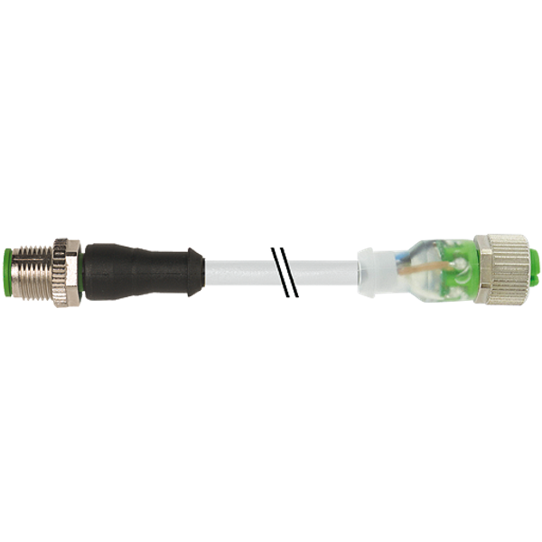 M12 male 0° / M12 female 0° A-cod. LED PUR 5x0.34 gy +drag ch. 3m image 1