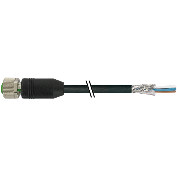 M12 fem. 0° shielded with cable PUR 8x0.25 shielded bk +drag chain 20m image 1