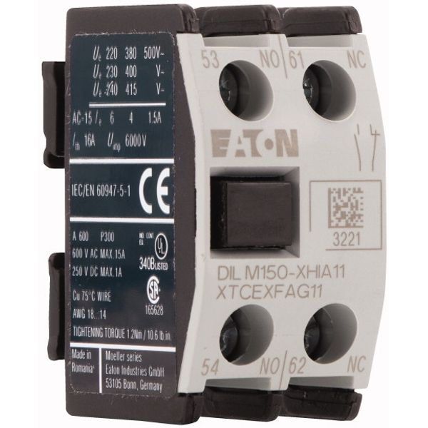 Auxiliary contact module, 2 pole, Ith= 16 A, 1 N/O, 1 NC, Front fixing, Screw terminals, DILM40 - DILM170, XHIA image 4