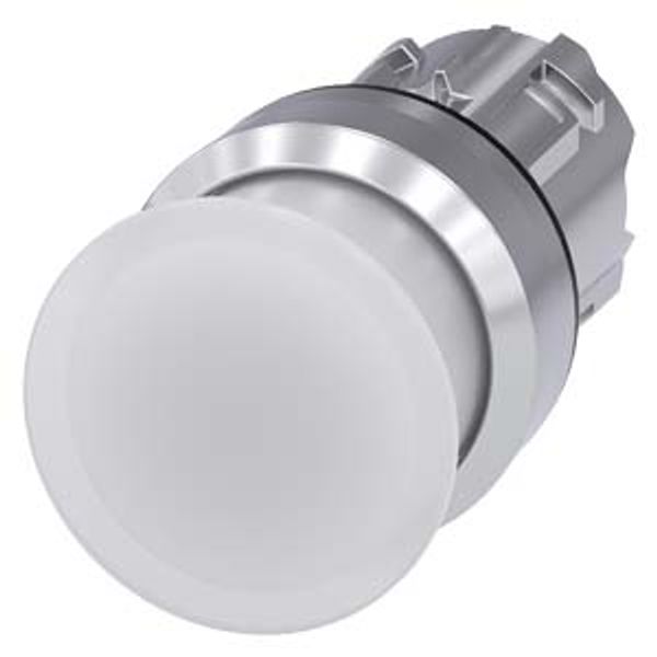 Illuminated mushroom pushbutton, 22 mm, round, metal, shiny, white,  3SU1051-1AD60-0AA0-Z Y12 image 1