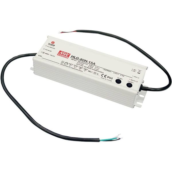 Mean Well HLG-80H-24B LED driver, LED transformer  Constant voltage, Constant current 81.6 W 3.4 A 14.4 - 24 V DC dimmable, Surge protection, PFC circuit, Approved for use on furniture 1 pc(s) image 1