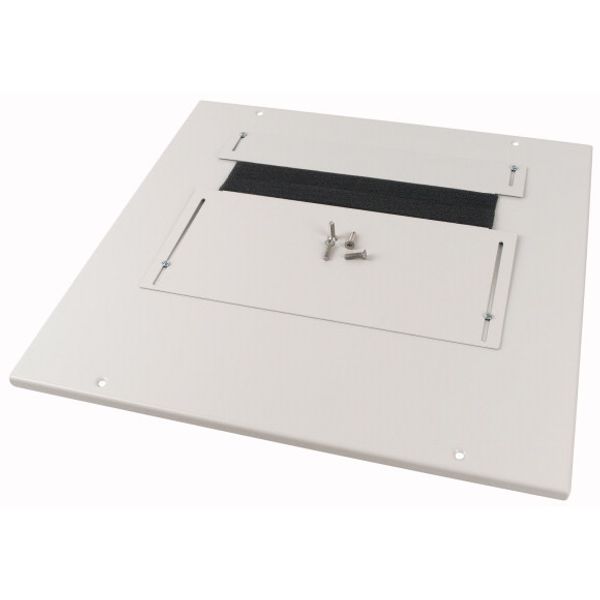 Bottom-/top plate, adjustable flange plates, for WxD = 800 x 300mm, IP30, grey image 1