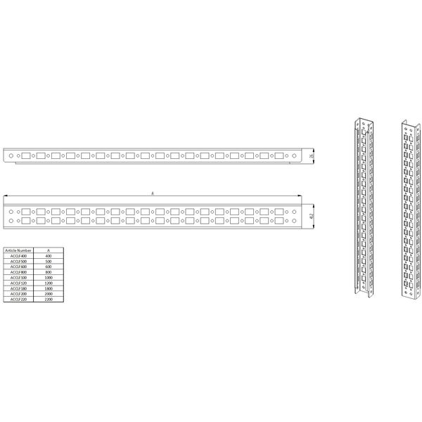 Mounting profiles (pair) L=800 mm with mounting accessories image 2