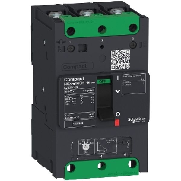circuit breaker ComPact NSXm E (16 kA at 415 VAC), 3P 3d, 63 A rating TMD trip unit, compression lugs and busbar connectors image 2