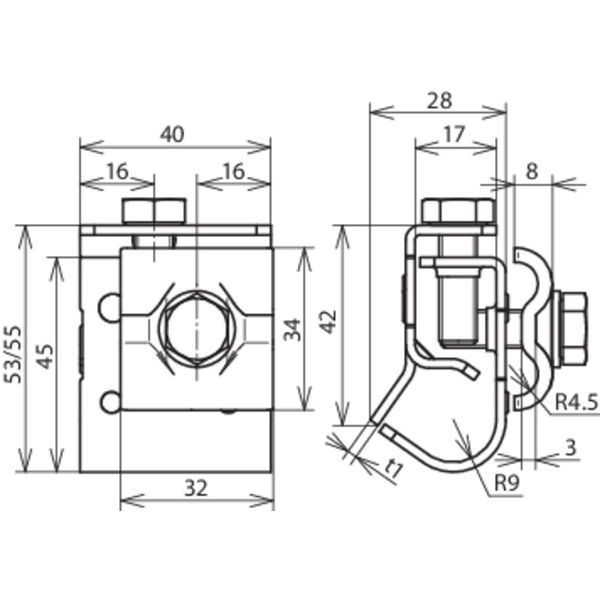 Gutter clamp StSt f. bead 16-22mm with double cleat for Rd 8-10mm image 2