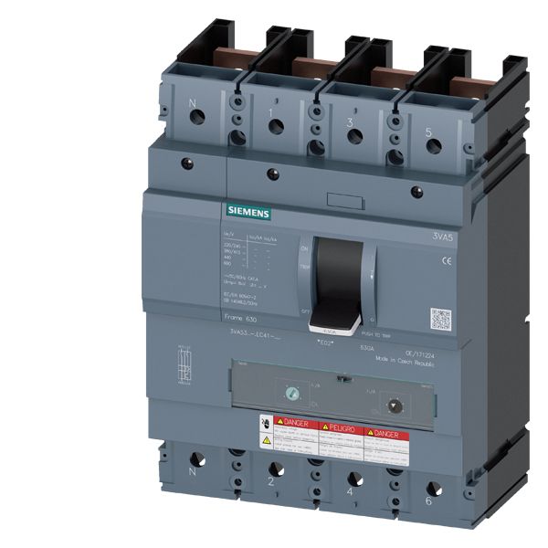 circuit breaker 3VA5 UL frame 400 breaking capacity class  M 35kA @ 480 V 4-pole, line protection TM230,  FTAM, In=250A without overload protection... image 1