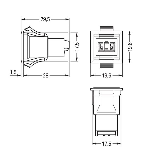 Snap-in socket without locking lever 2-pole green image 6