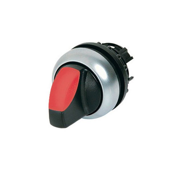 Illuminated selector switch actuator, RMQ-Titan, With thumb-grip, maintained, 2 positions, red, Bezel: titanium image 3